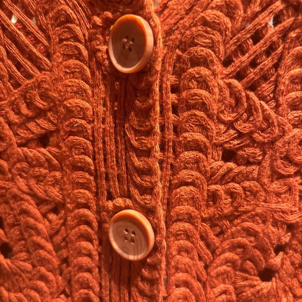 Primark Women’s‎ Burnt Orange Crochet Button Vest (Waistcoat) - Picture 4 of 5